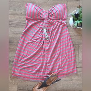 Gently Worn- G by GUESS, Strapless Coral & Gray Jersey Knit Short Dress, Size L